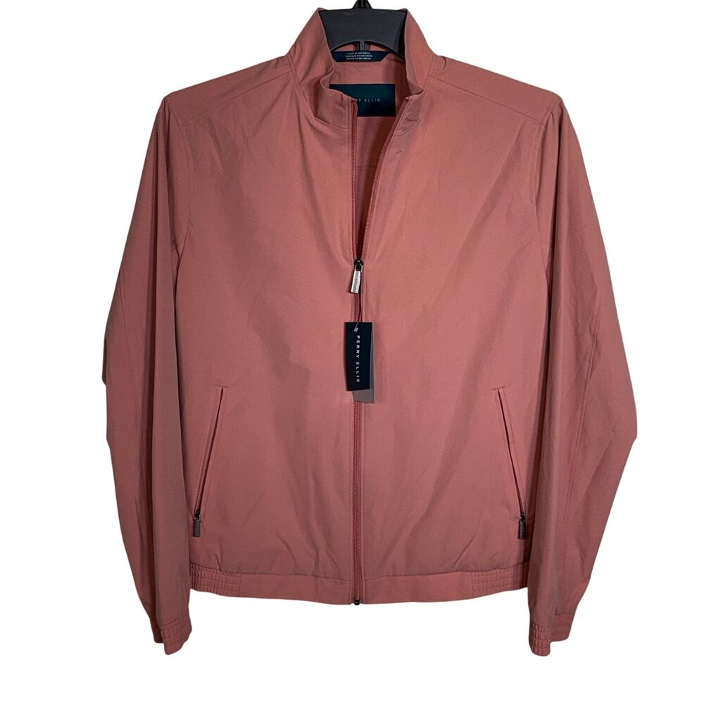 Perry Ellis Tech Casual Hybrid bomber Jacket, cameo brown, Small $169